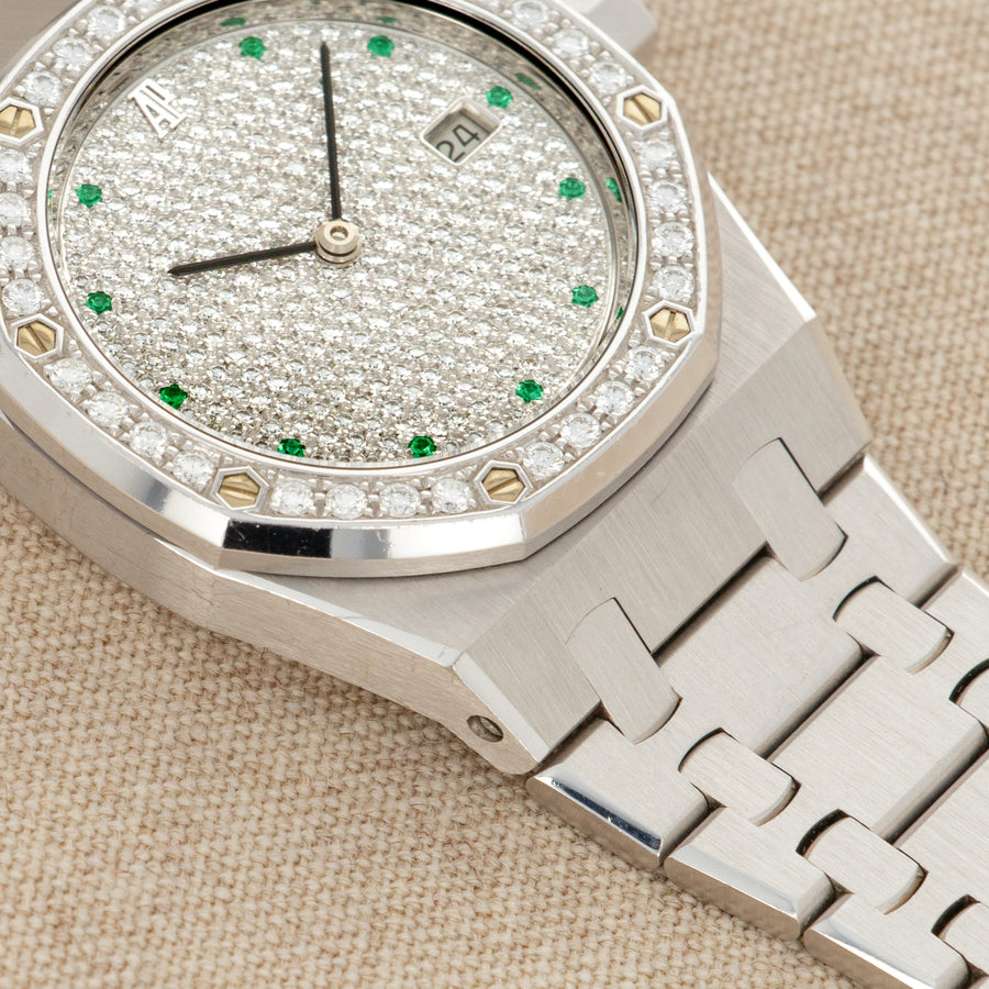 Audemars Piguet White Gold Royal Oak Ref. 15054 with Diamond and Emerald Dial