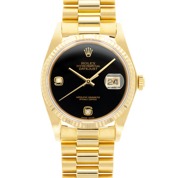 Rolex Yellow Gold Datejust Watch Ref. 16018 with Onyx Dial