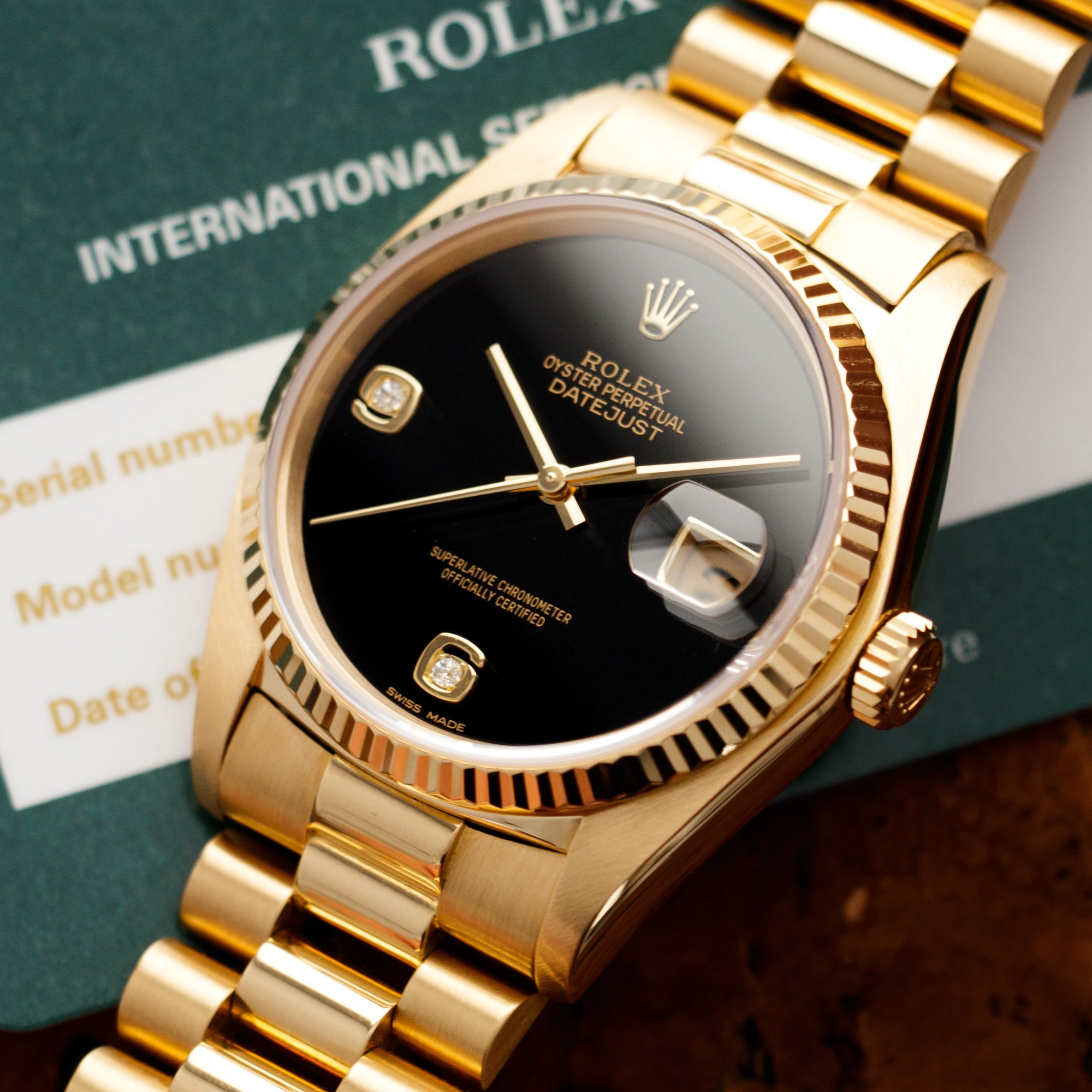 Rolex - Rolex Yellow Gold Datejust Watch Ref. 16018 with Onyx Dial - The Keystone Watches
