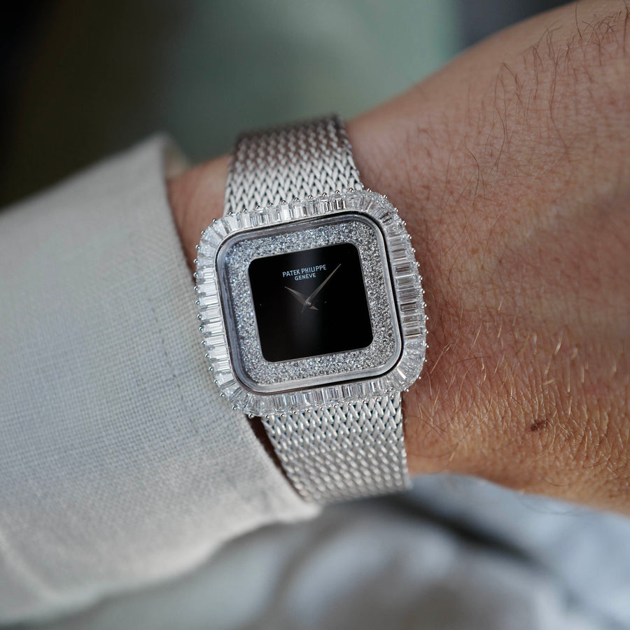 Patek Philippe White Gold, Baguette Diamond and Onyx Watch Ref. 3625 (NEW ARRIVAL)