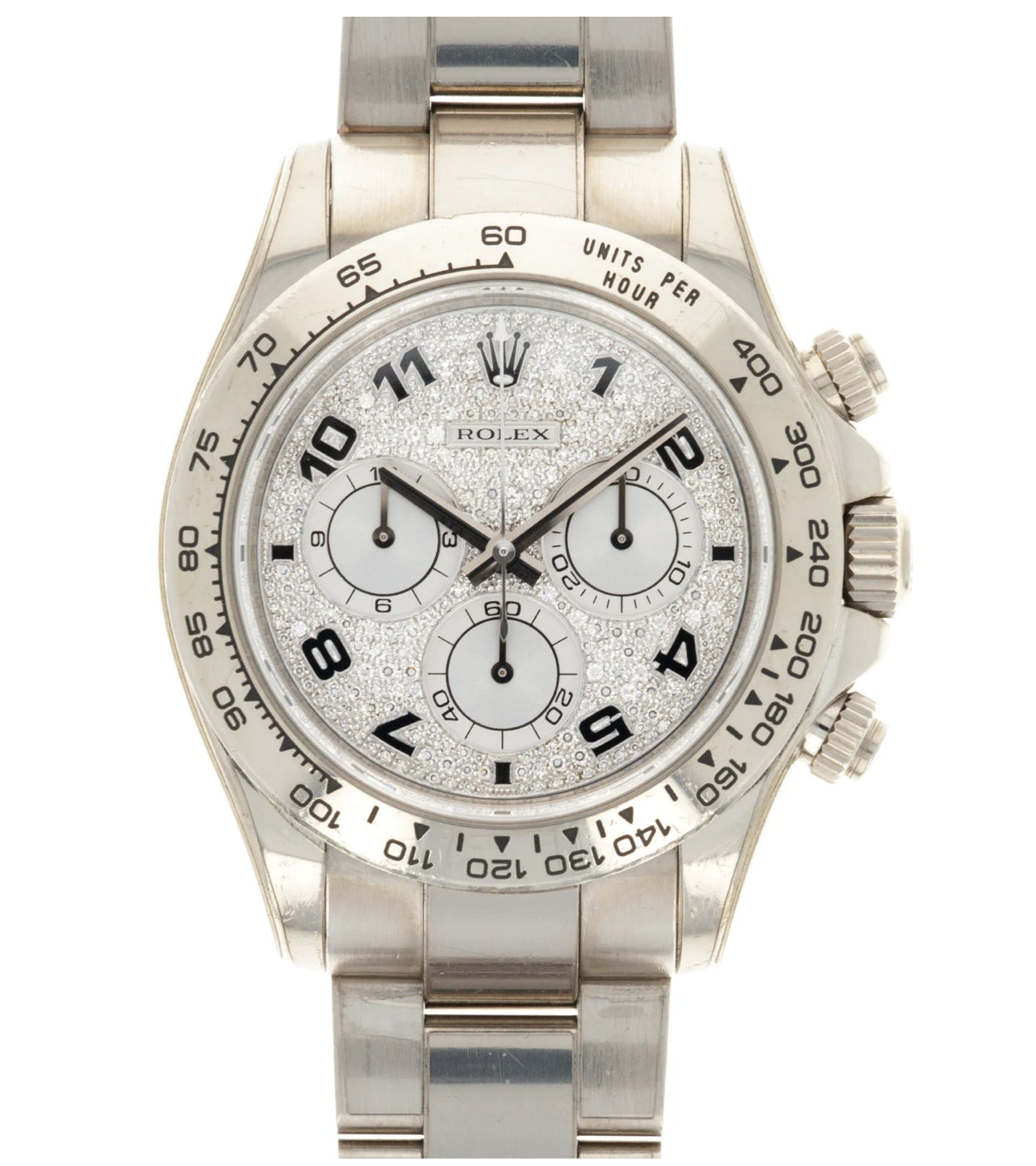 Rolex - Rolex White Gold Daytona Ref. 116509 with Pave Diamond Arabic Numeral Dial - The Keystone Watches