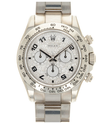 Rolex White Gold Daytona Ref. 116509 with Pave Diamond Arabic Numeral Dial