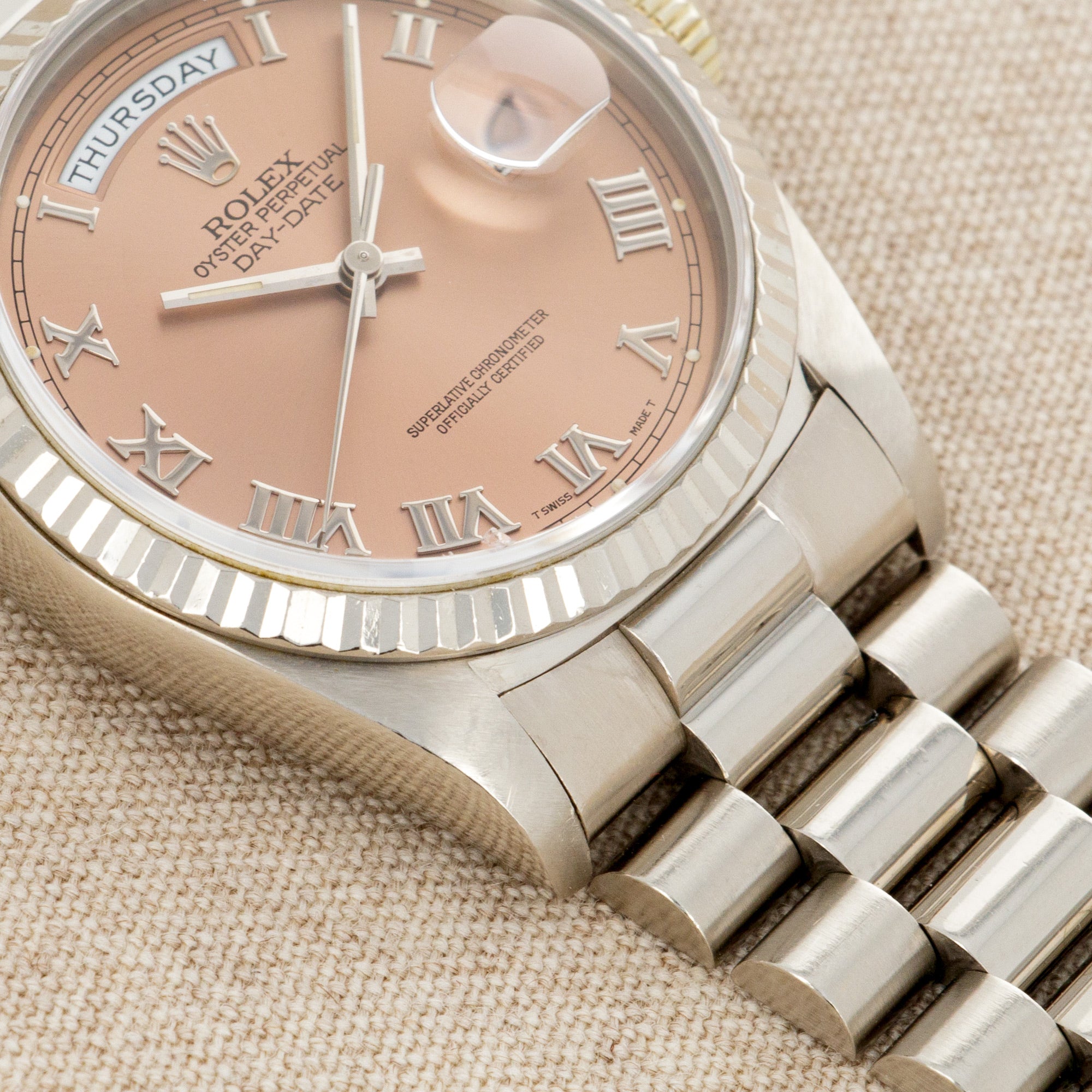 Rolex - Rolex White Gold Day-Date Ref. 18239 with Salmon Dial - The Keystone Watches