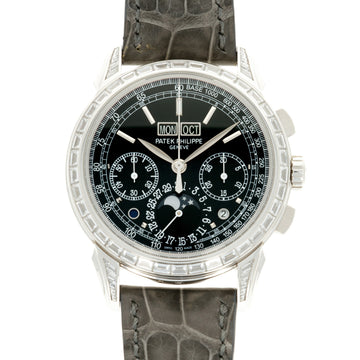 Patek Philippe Platinum Perpetual Calendar Chronograph Diamond Watch Ref. 5271