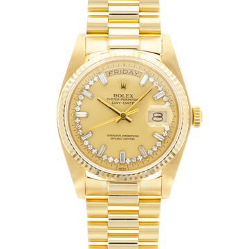 Rolex Yellow Gold Day-Date Watch Ref. 18038 with Diamond String Dial
