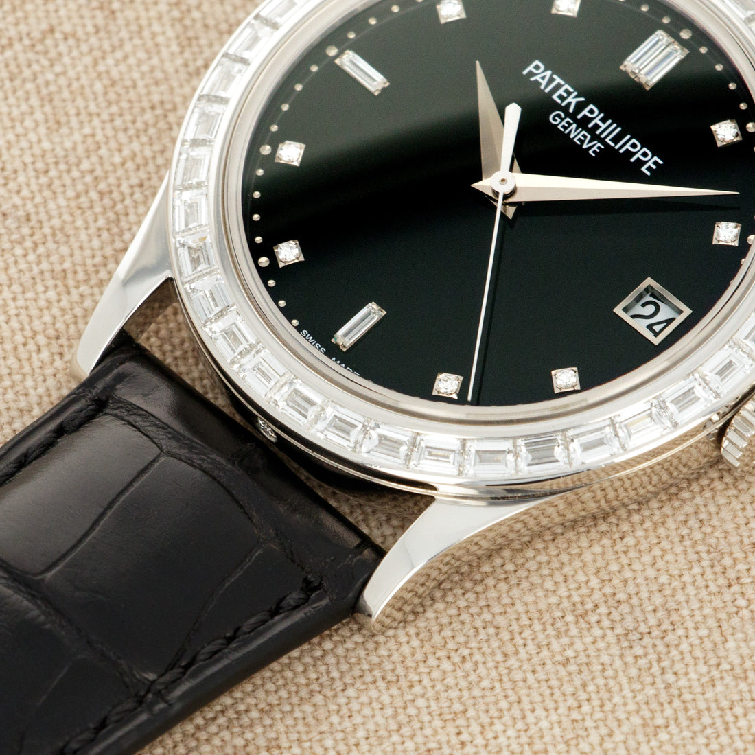 Patek Philippe Platinum Calatrava Watch Ref. 5298 with Baguette Diamonds