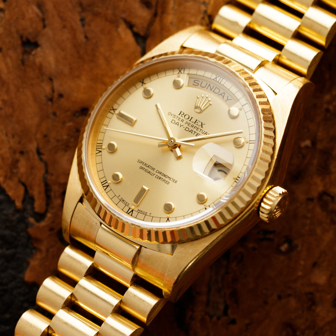 Rolex Yellow Gold Day-Date Ref. 18038 with Rare Pinball Dial