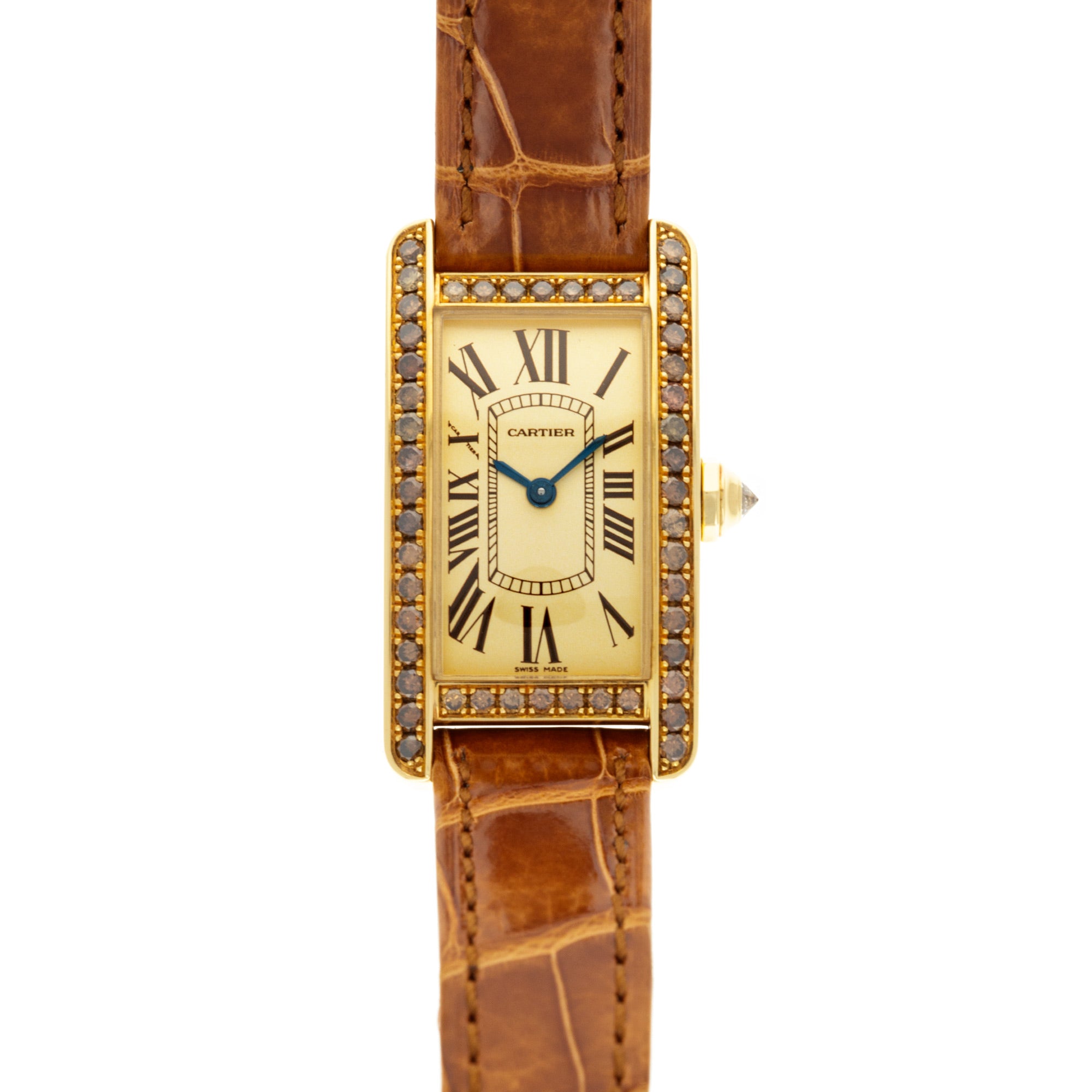 Cartier - Cartier Rose Gold Tank Americaine with Original Brown Diamonds Ref. 2482 - The Keystone Watches