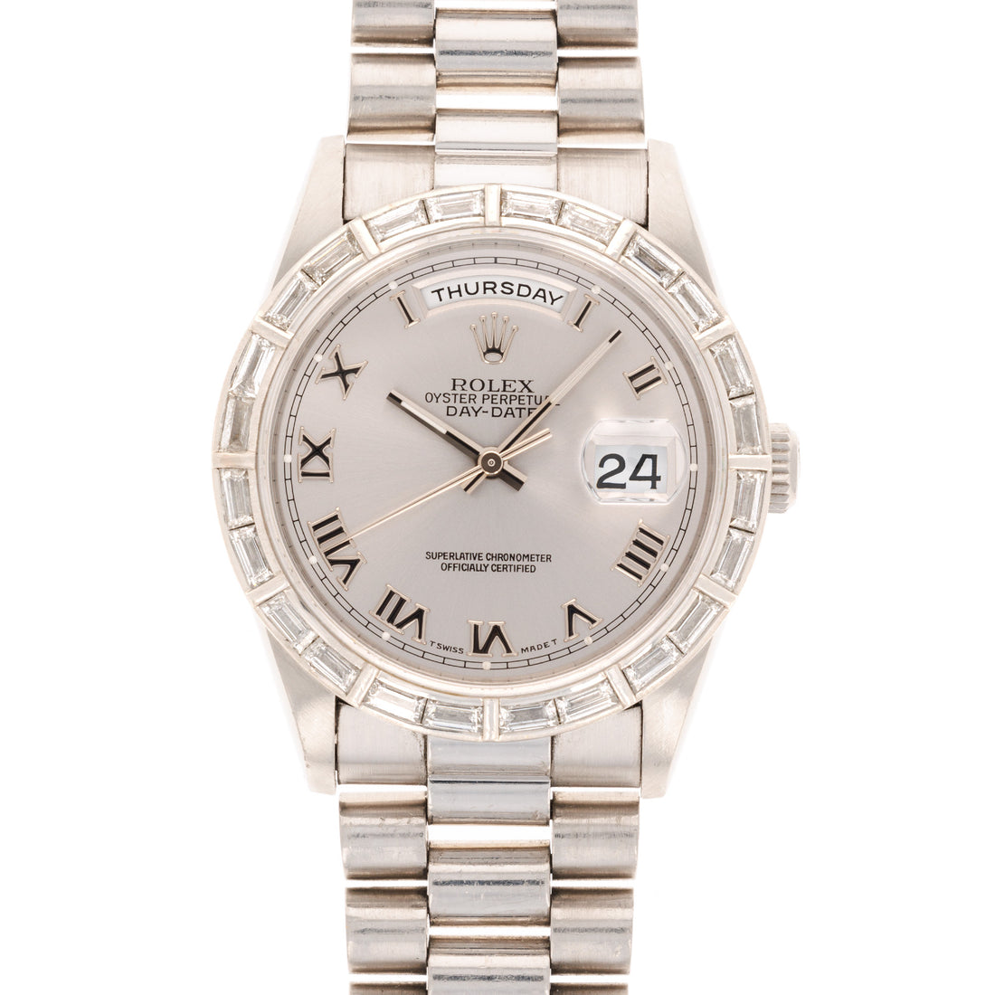 Rolex Platinum Day-Date Platinum Diamond Watch Ref. 18366