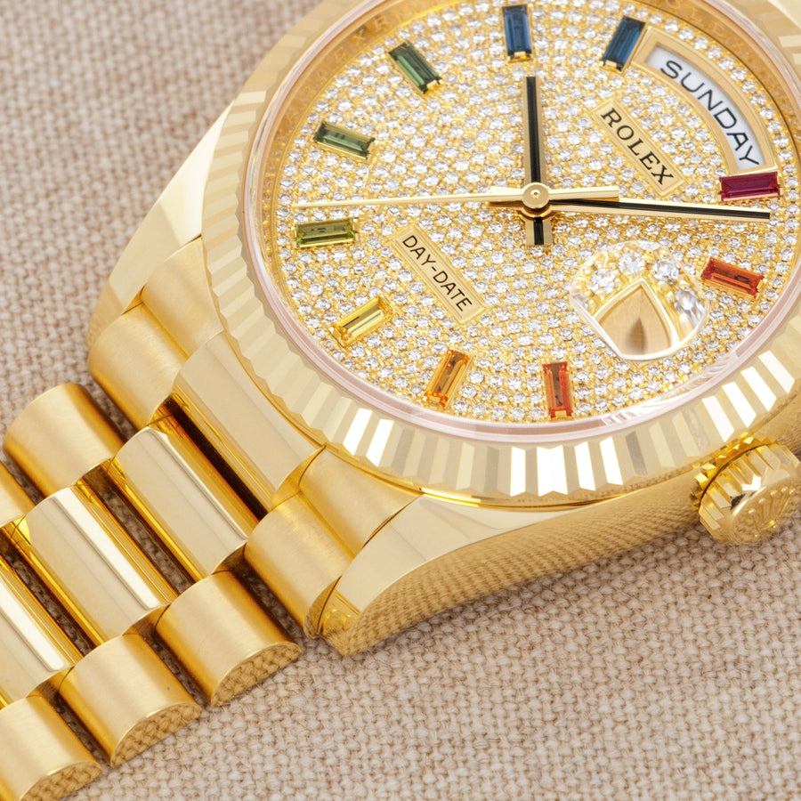 Rolex Yellow Gold Day-Date Rainbow Watch Ref. 128238