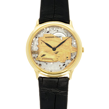 Audemars Piguet Yellow Gold Watch Ref. 14677 with Skeletonized Le Mans Ferrari Dial