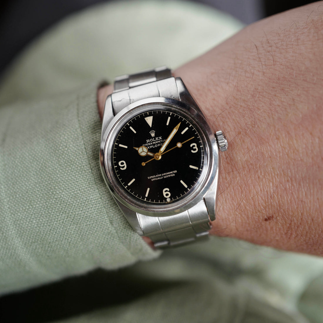 Rolex Steel Explorer Ref. 6610 with Black Gilt Exclamation (NEW ARRIVAL)