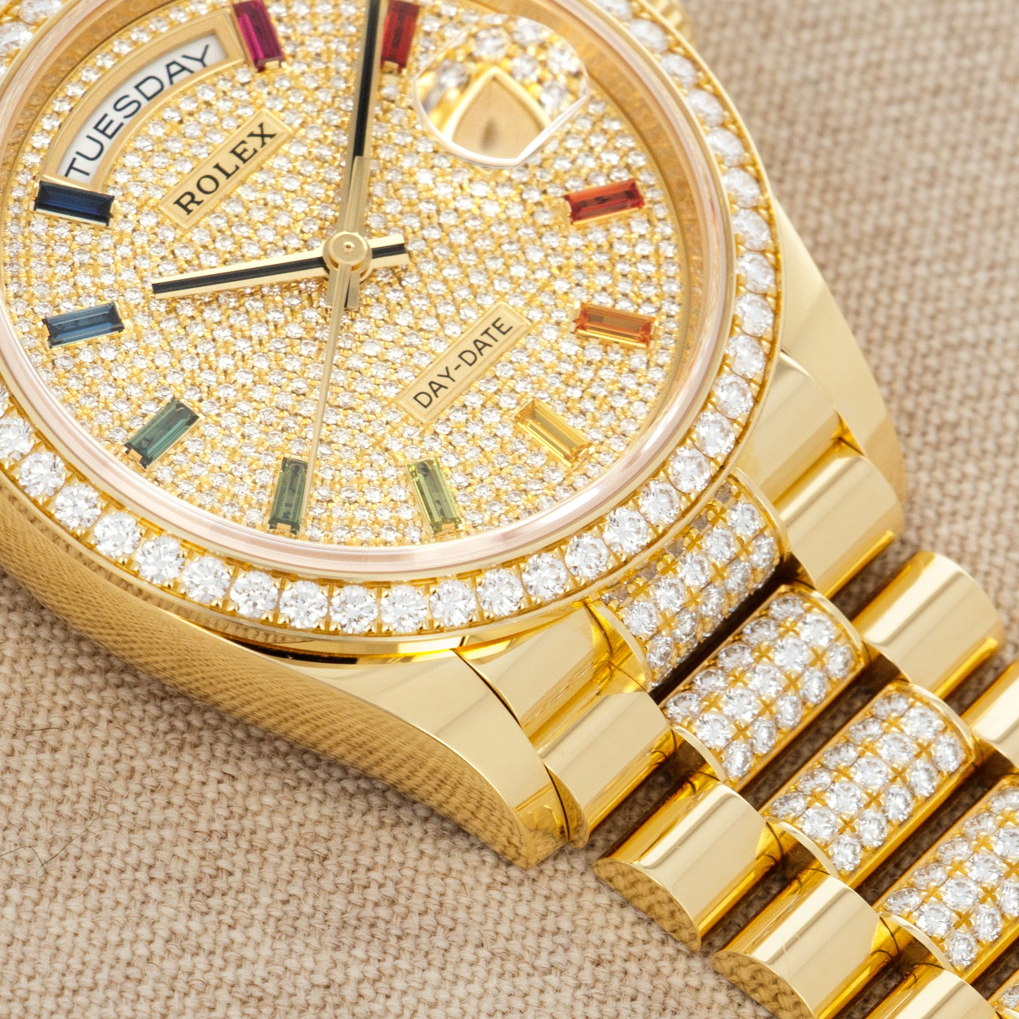 Rolex - Rolex Yellow Gold Day-Date Rainbow Watch Ref. 128348 - The Keystone Watches