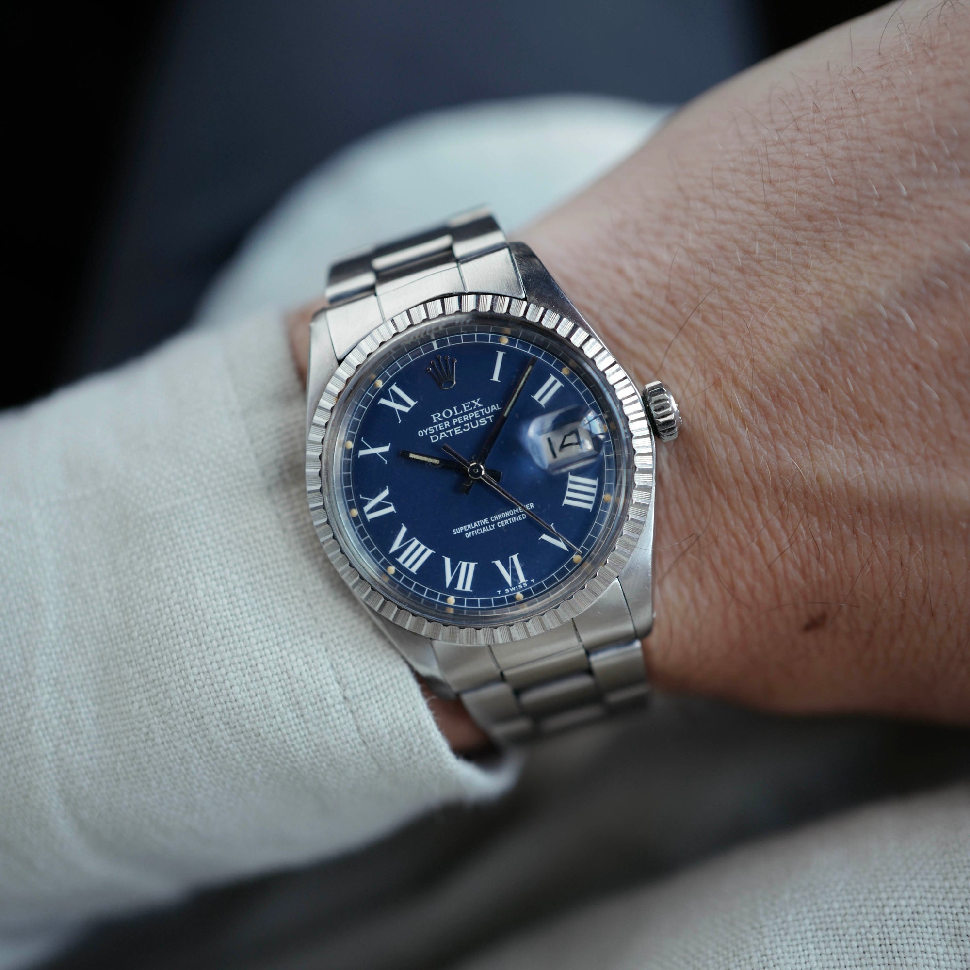Rolex - Rolex Steel Datejust Ref. 1603 with Blue Buckley Dial (NEW ARRIVAL) - The Keystone Watches