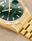 Rolex - Rolex Yellow Gold Day-Date Green Dial Watch Ref. 118238 with Kanji Date Wheel - The Keystone Watches