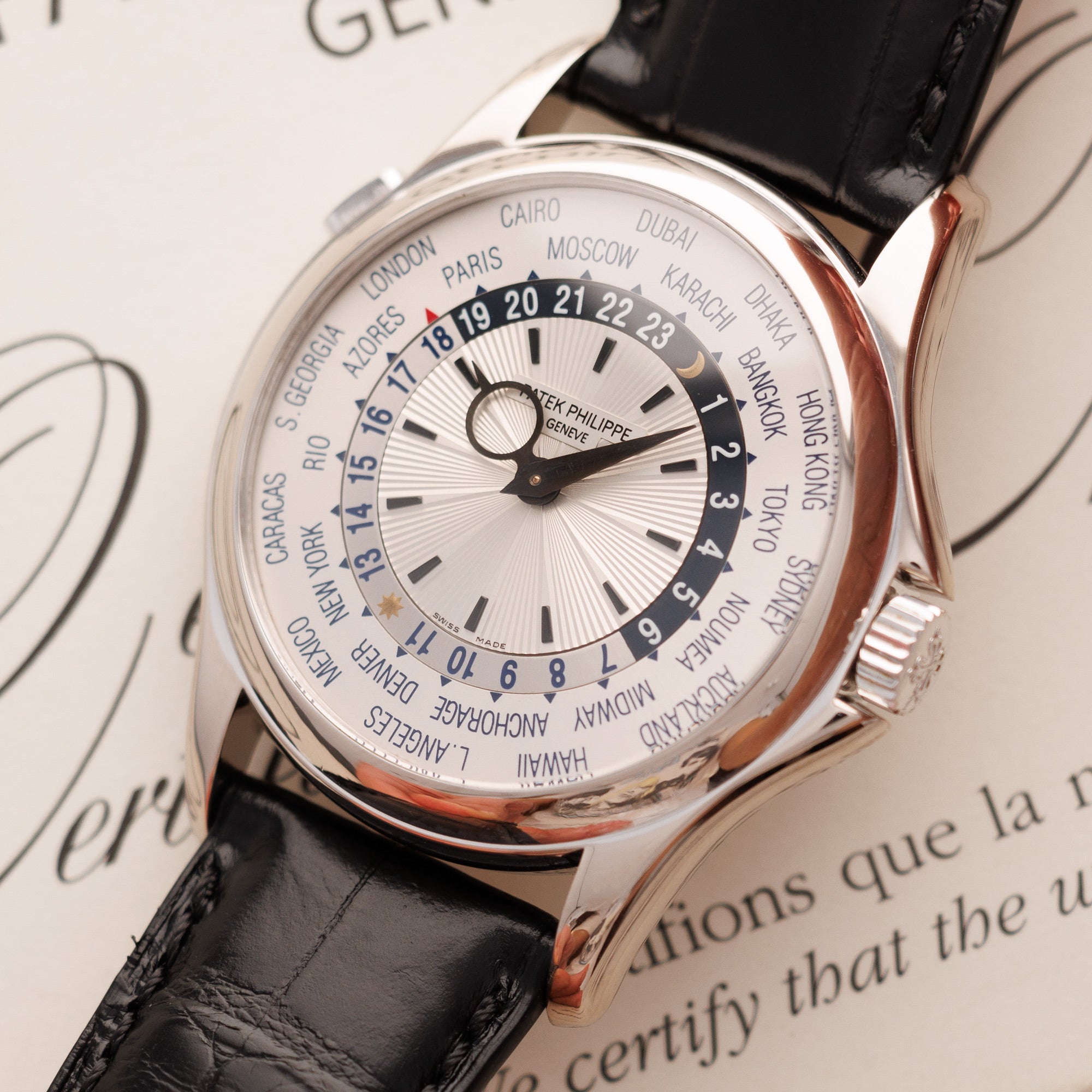 Patek Philippe World Time 5130G-001 18k WG – The Keystone Watches