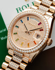 Rolex - Rolex Rose Gold Day-Date Rainbow Diamond Watch Ref. 128345 - The Keystone Watches