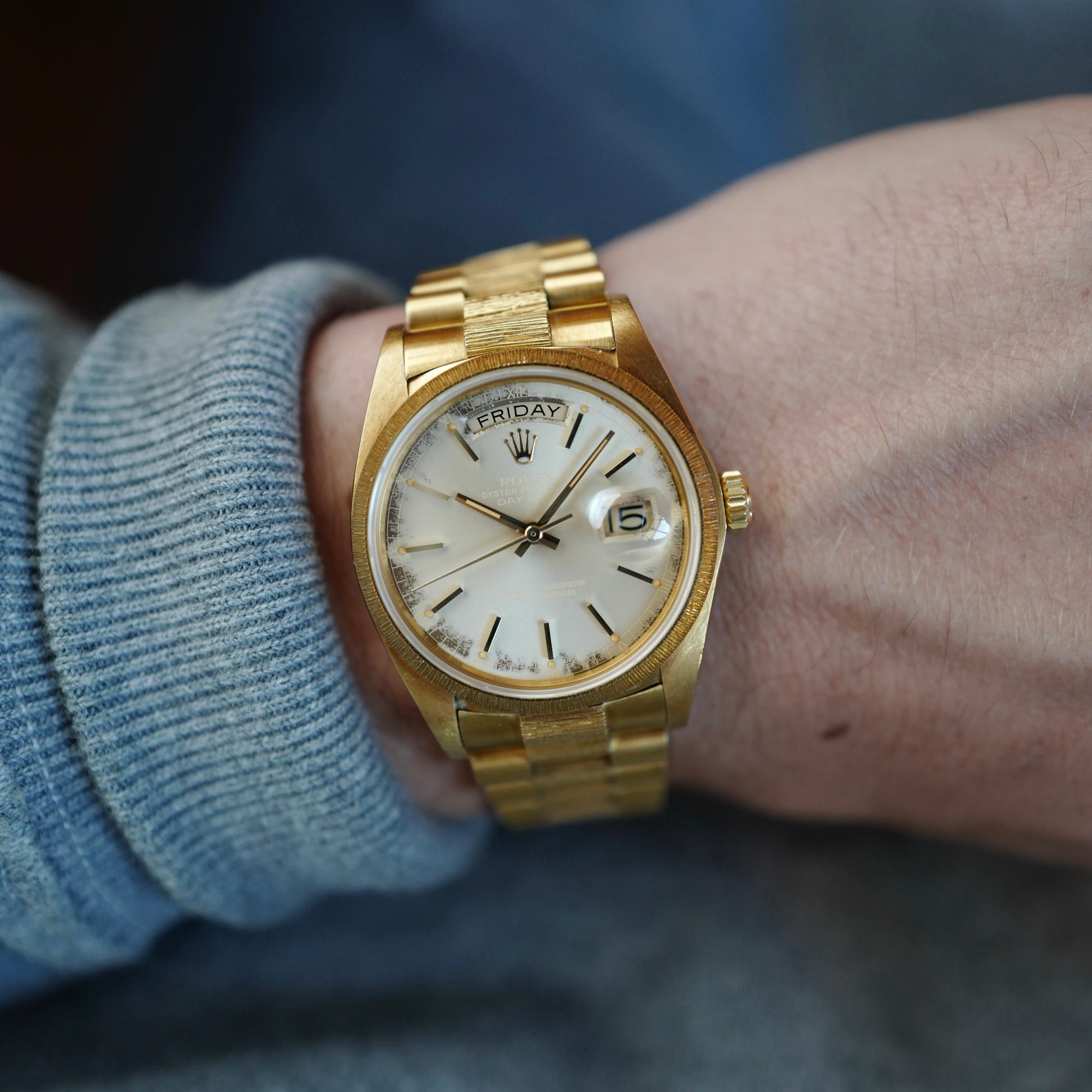 Rolex - Rolex Yellow Gold Bark Finish Day-Date Ref. 18078 with Ghost Dial (NEW ARRIVAL) - The Keystone Watches
