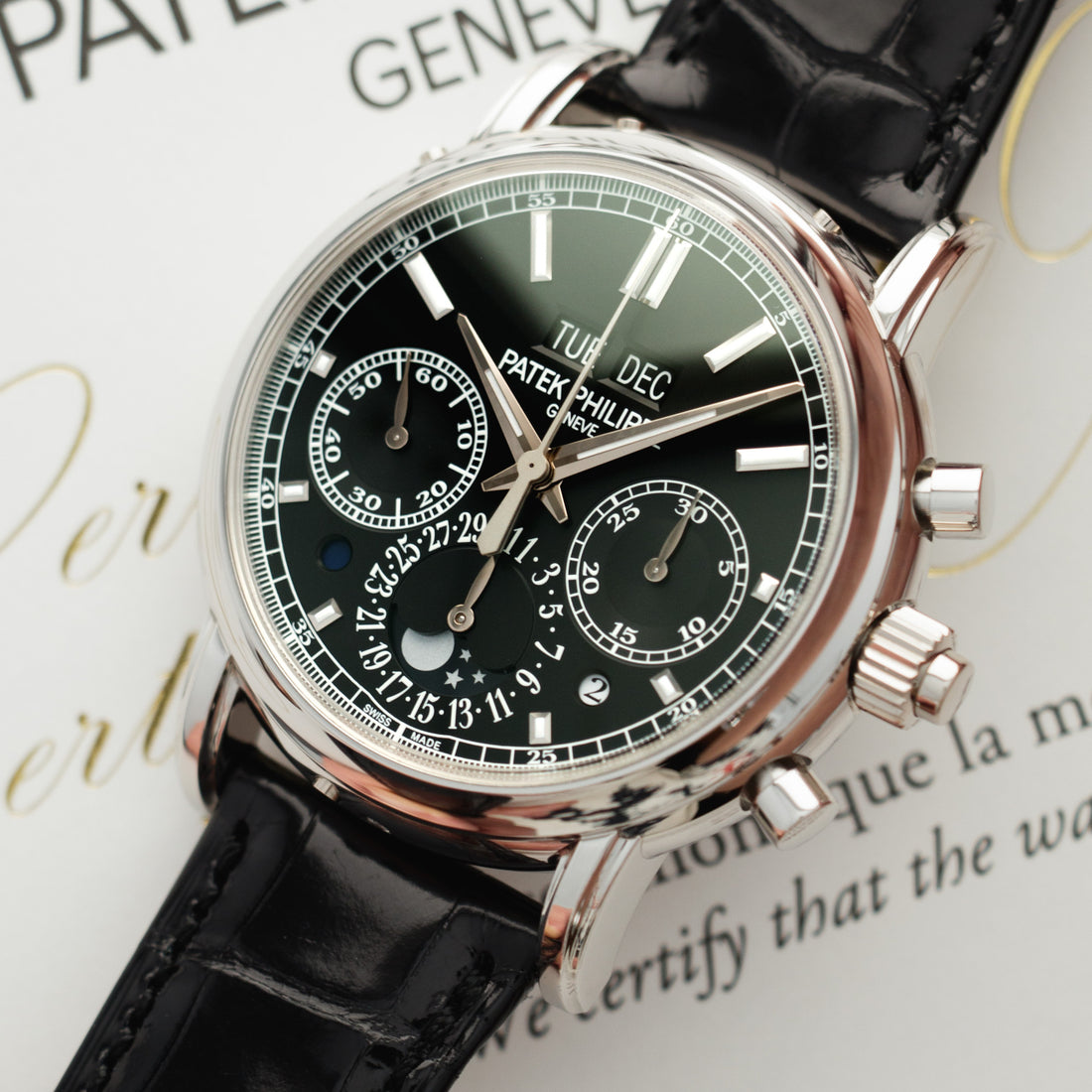 Patek Philippe Platinum Perpetual Calendar Split Seconds Chronograph Watch Ref. 5204P