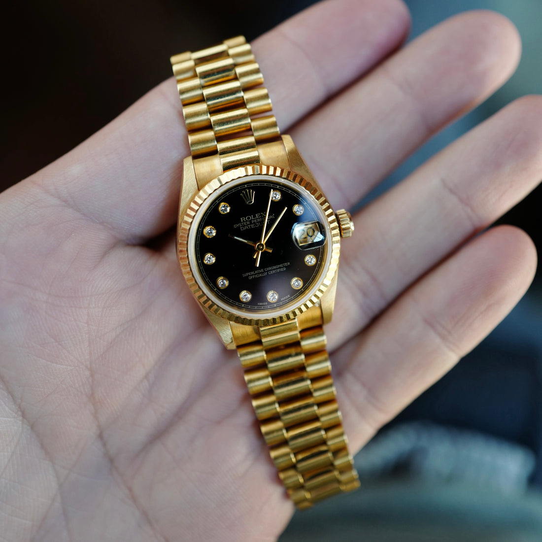 Rolex Yellow Gold Datejust Ref. 68278 with Onyx and Diamond Dial (NEW ARRIVAL)