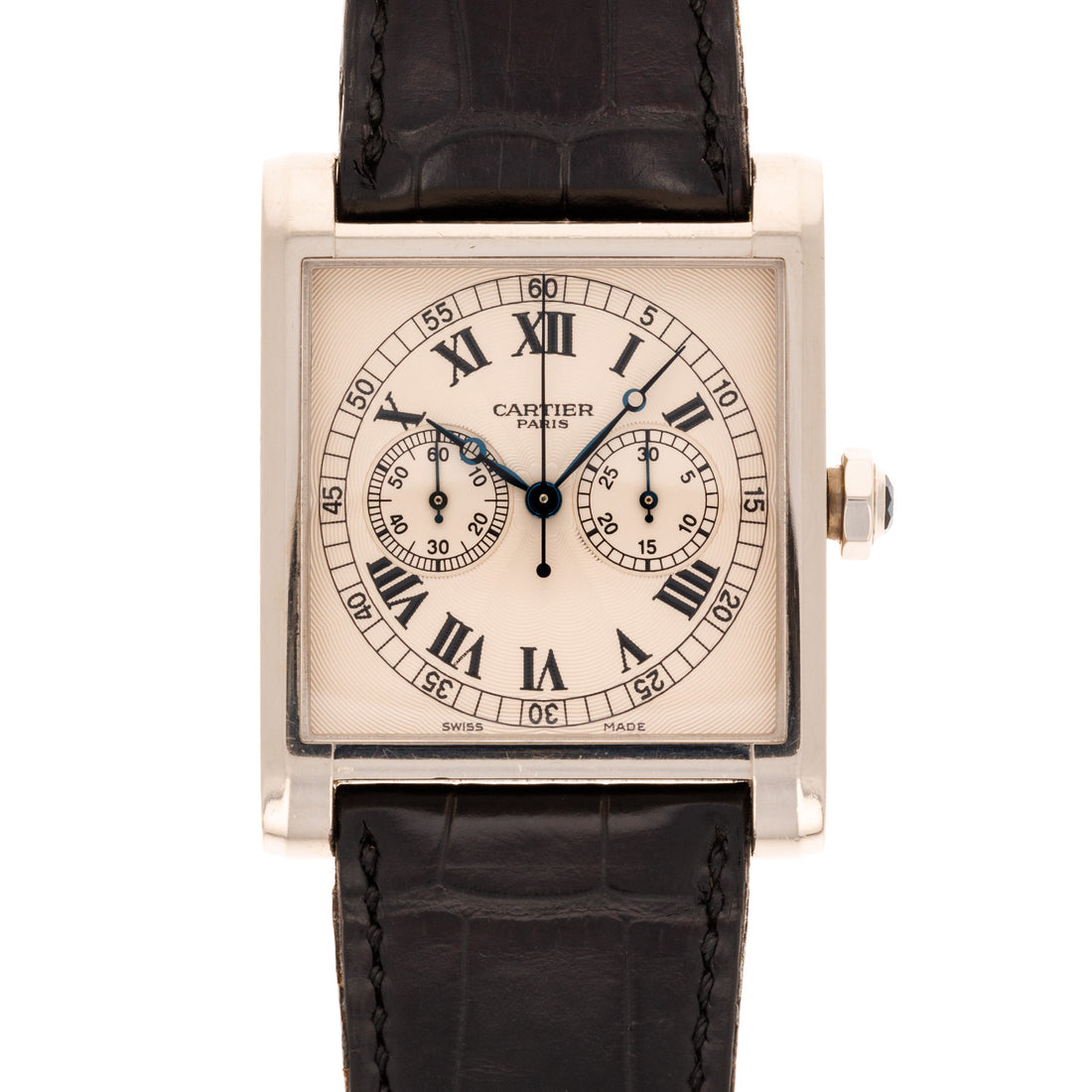 Cartier CPCP White Gold Tank Monopoussoir Chronograph Ref. 3078