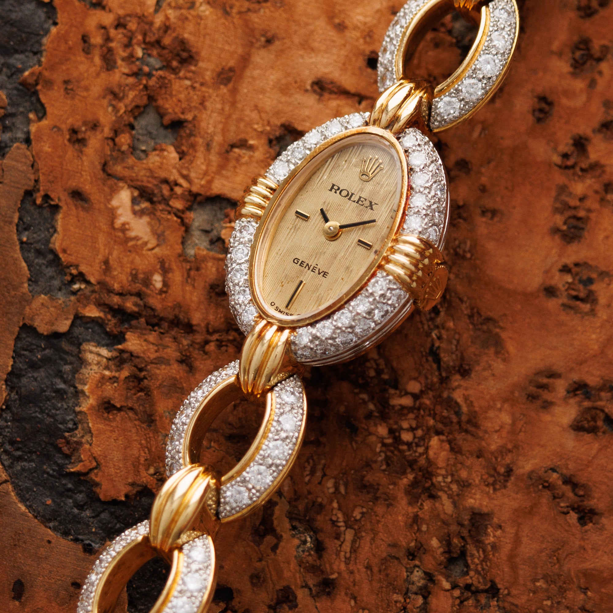 Rolex Yellow Gold Oval Diamond Watch