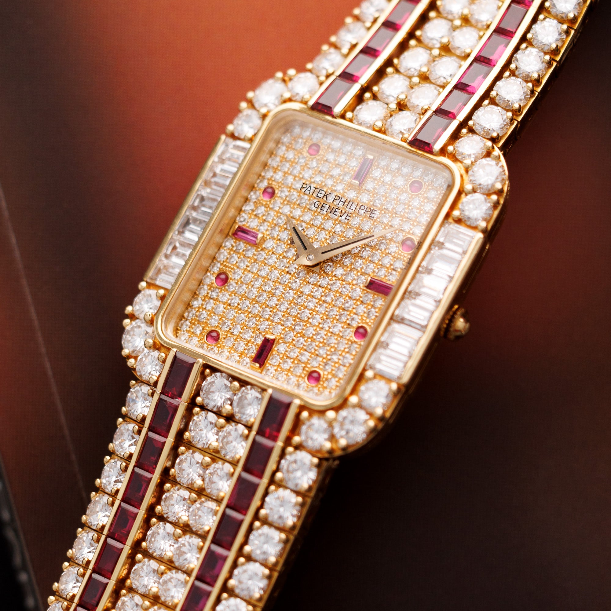 Patek Philippe Yellow Gold Diamond &amp; Ruby Watch Ref. 3968