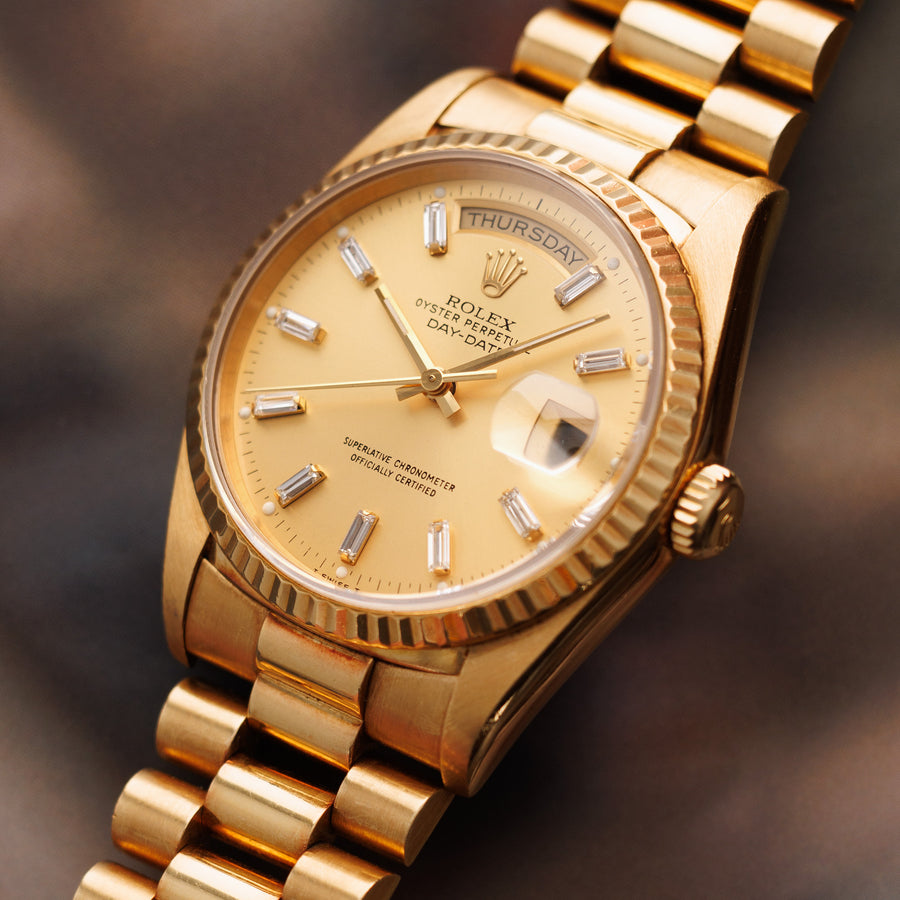 Rolex Yellow Gold Day-Date Ref. 18238 with Baguette Diamond Dials