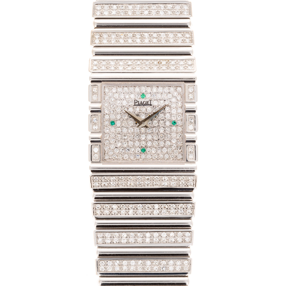 Piaget White Gold Polo with Original Diamonds and Emeralds