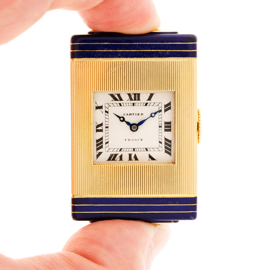 Cartier Yellow Gold and Enamel Travel Watch