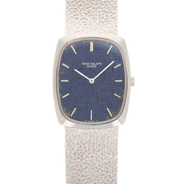 Patek Philippe White Gold Mechanical Watch Ref. 3567 with Textured Blue Dial