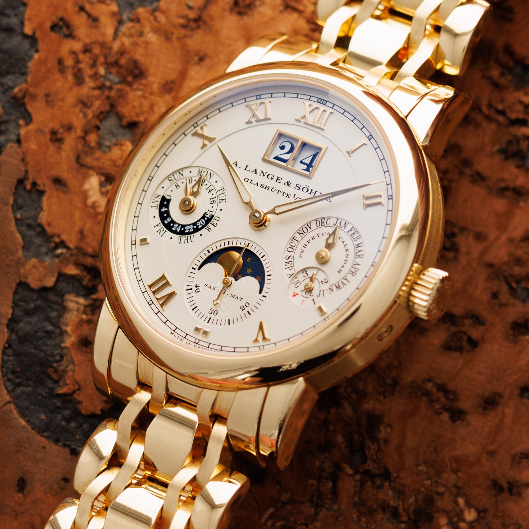 A. Lange & Sohne - A. Lange & Sohne Yellow Gold Langematik Perpetual Wellendorf Bracelet Ref 310.221 - The Keystone Watches