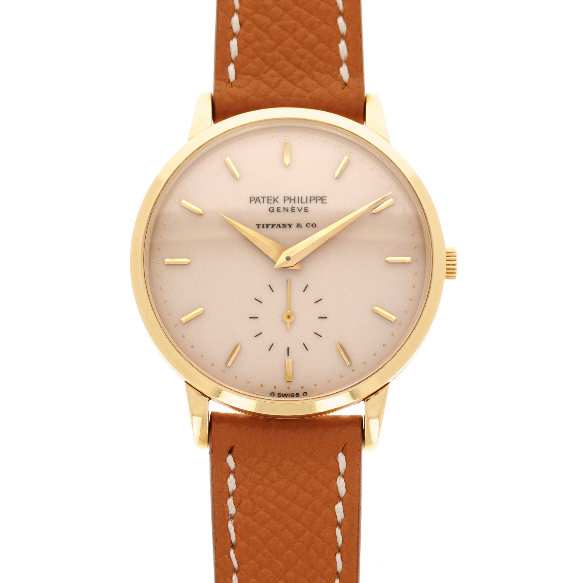 Patek Philippe - Patek Philippe Yellow Gold Calatrava ref 3893 with Cream Tiffany &amp; Co. Dial - The Keystone Watches
