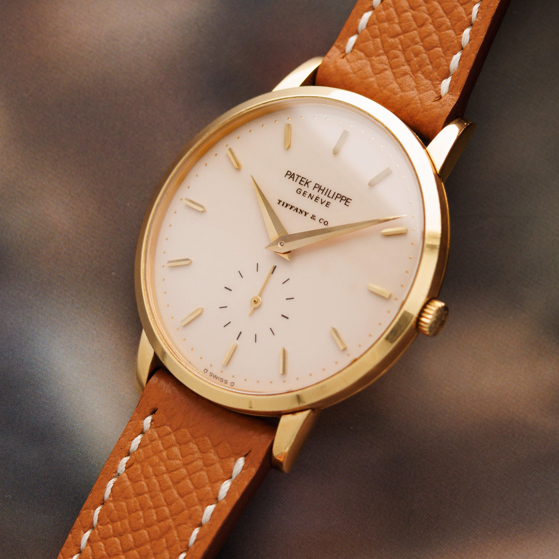 Patek Philippe Yellow Gold Calatrava ref 3893 with Cream Tiffany & Co. Dial