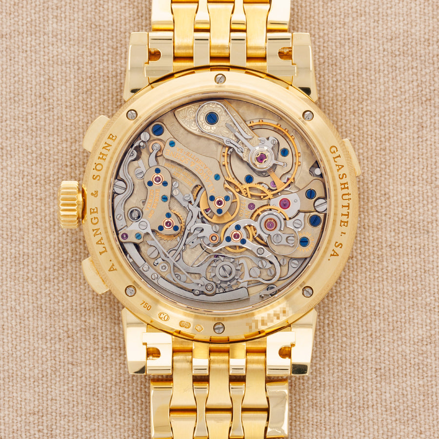 A. Lange & Sohne Yellow Gold Datograph Watch Ref. 403.041 on Wellendorf Bracelet