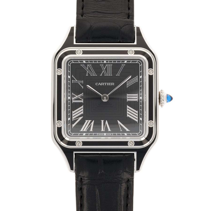 Cartier Steel Santos Dumont Ref. WSSA0046 with Black Lacquer Dial