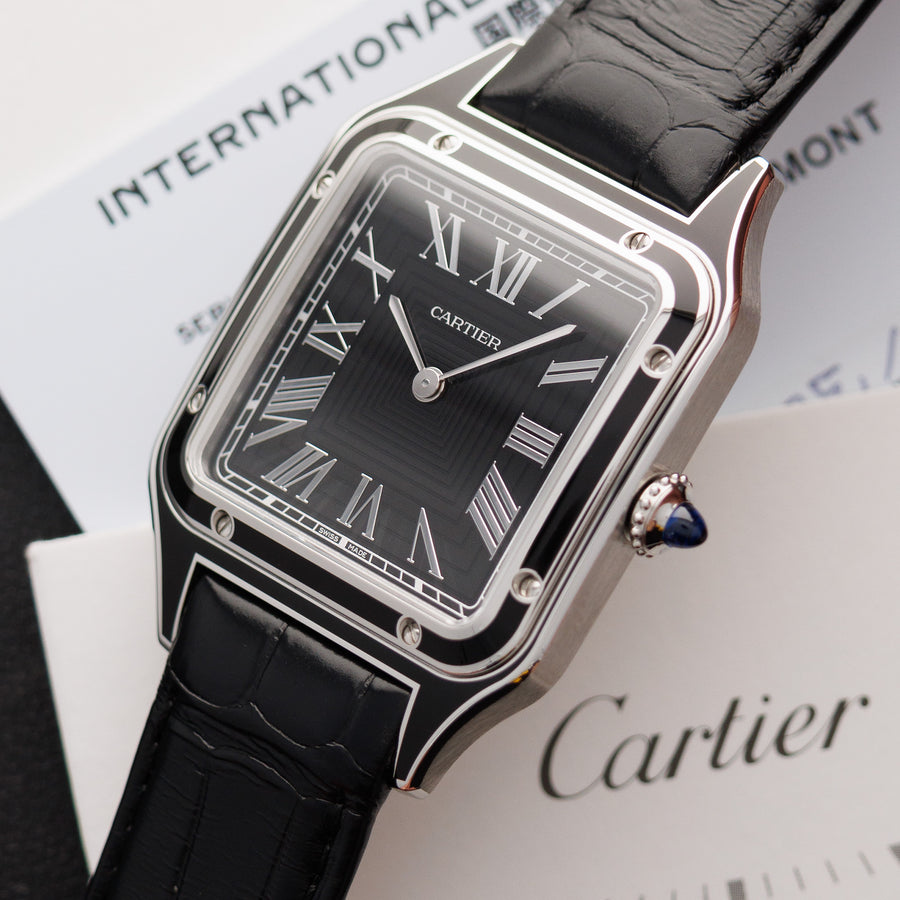 Cartier Steel Santos Dumont Ref. WSSA0046 with Black Lacquer Dial