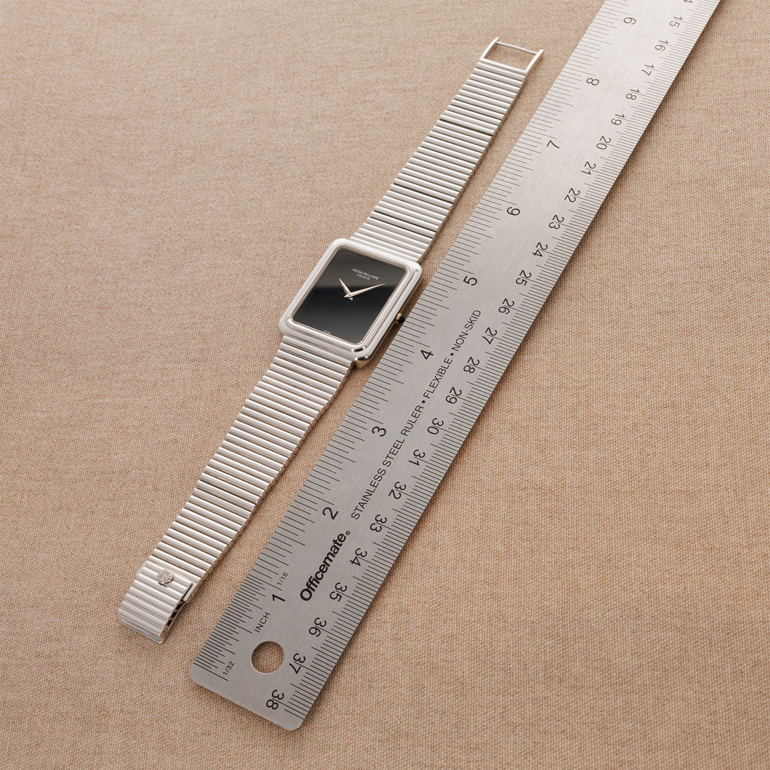Patek White Gold Bracelet Watch Ref. 3649 with Onyx Dial
