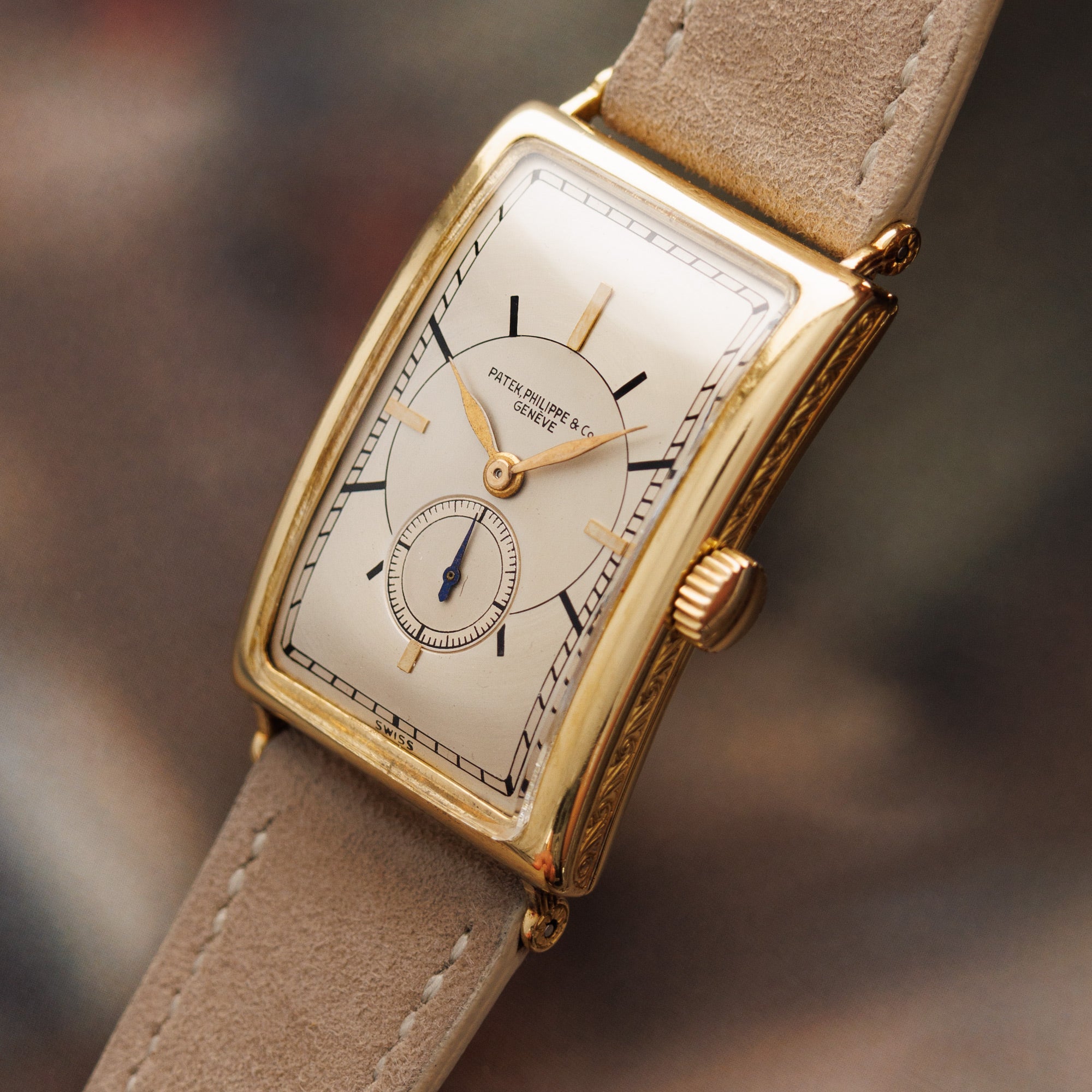 Patek Philippe - Patek Philippe Yellow Gold Rectangular Watch Ref. 10 with Remarkable Engraving Details - The Keystone Watches