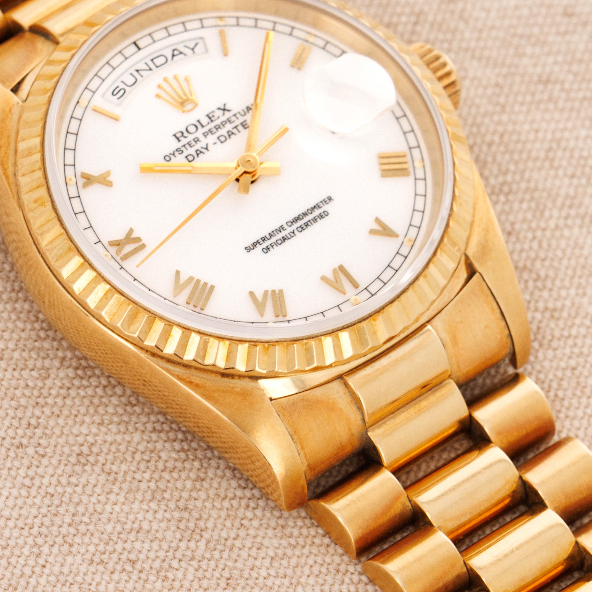 Rolex - Rolex Yellow Gold Day-Date Ref. 18238 with White Roman Dial - The Keystone Watches