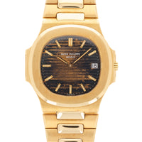 Patek Philippe Yellow Gold Jumbo Nautilus Watch Ref. 3700 with Attractive Tropical Dial