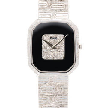Piaget White Gold Onyx and Diamond Watch Ref. 9791A15