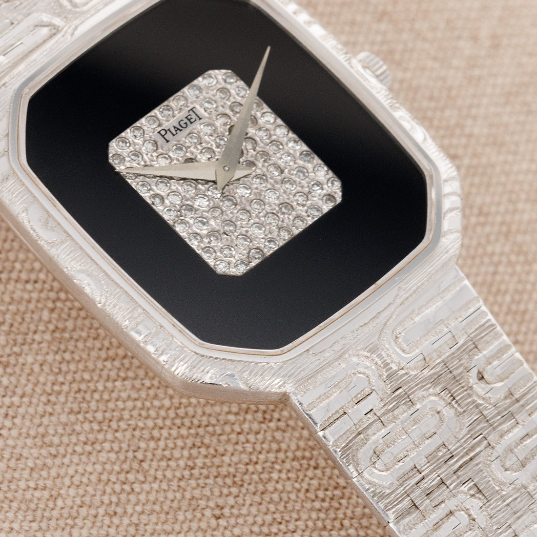 Piaget White Gold Onyx and Diamond Watch Ref. 9791A15