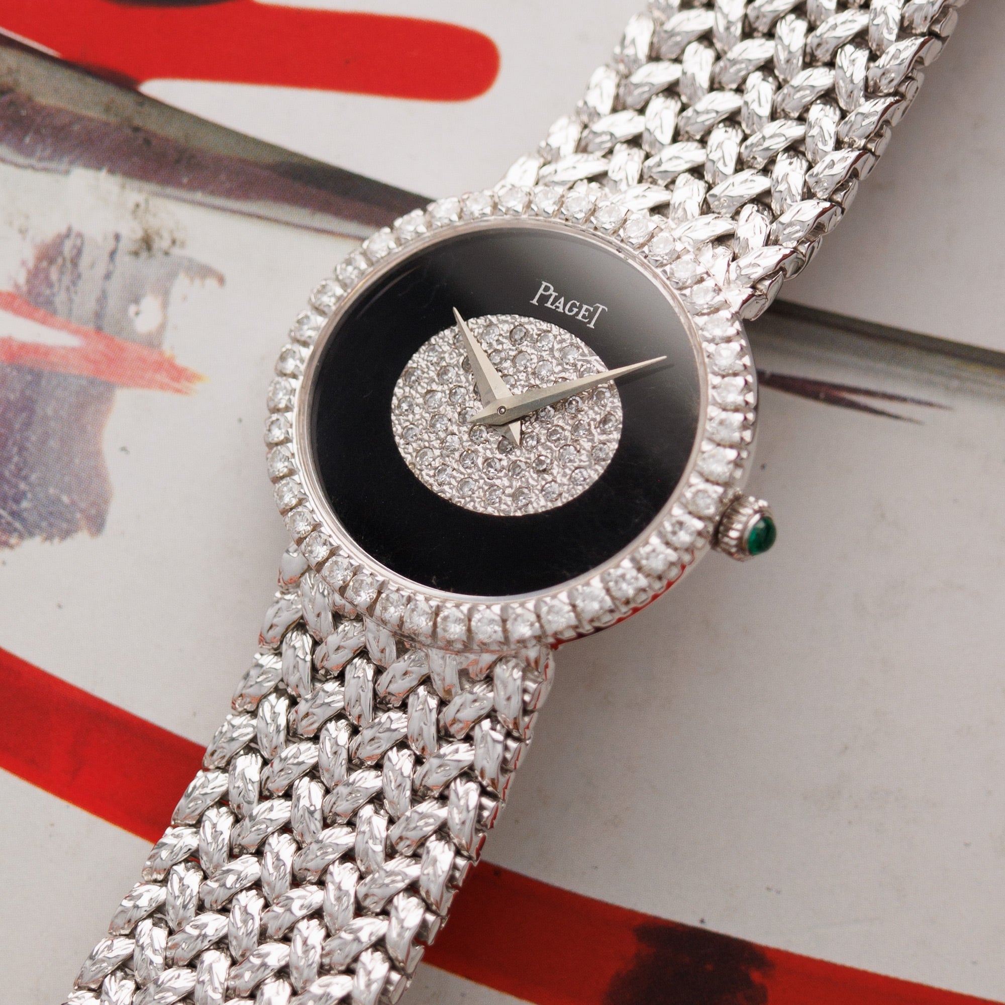 Piaget White Gold, Onyx and Diamond Watch Ref. 9806