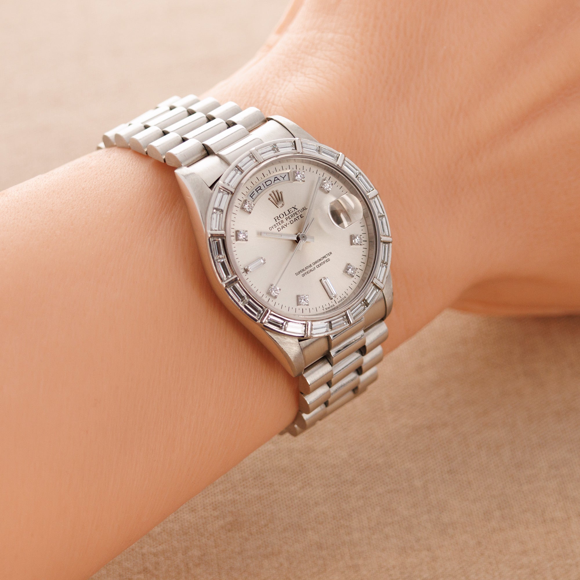 Rolex - Rolex Platinum Day-Date Ref. 18366 with Baguette Diamonds - The Keystone Watches