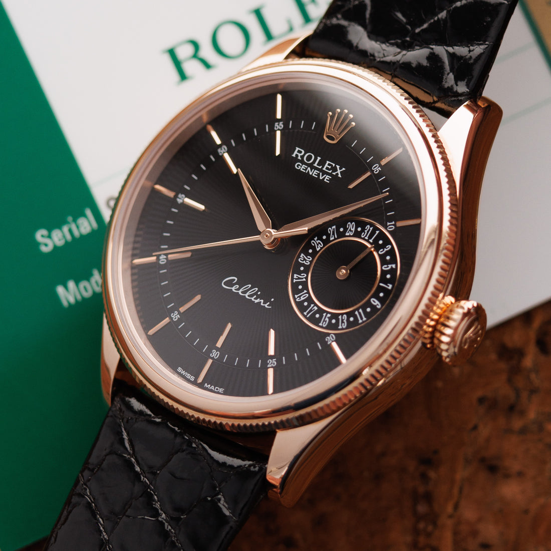 Rolex cellini date rose on sale gold