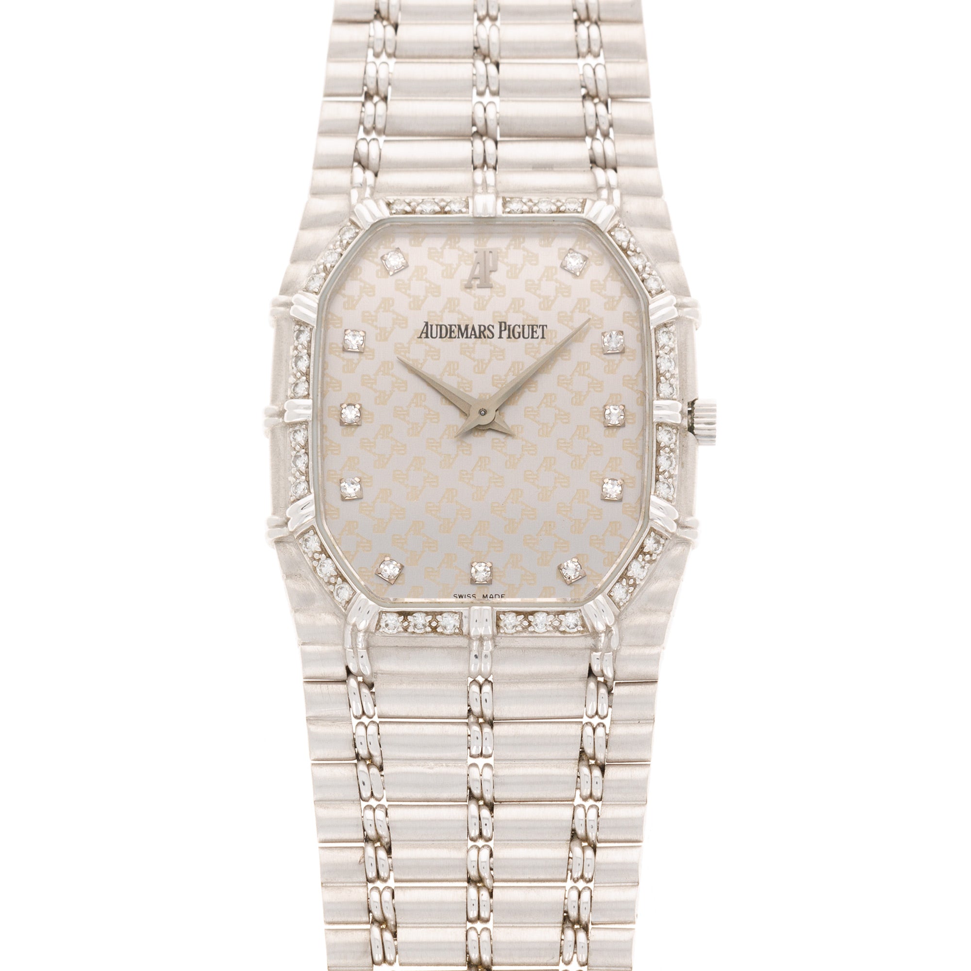Audemars Piguet - Audemars Piguet White Gold Diamond Bamboo with Geometric Logo Dial - The Keystone Watches