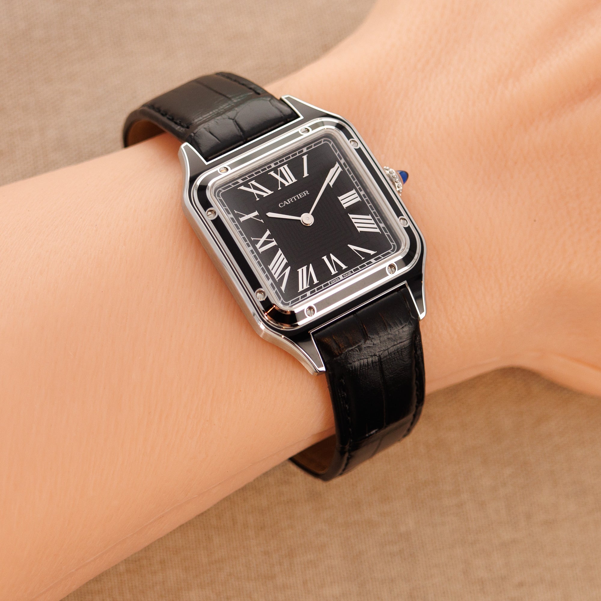 Cartier - Cartier Steel Black Lacquer Santos Dumont Ref. WSSA0046 - The Keystone Watches