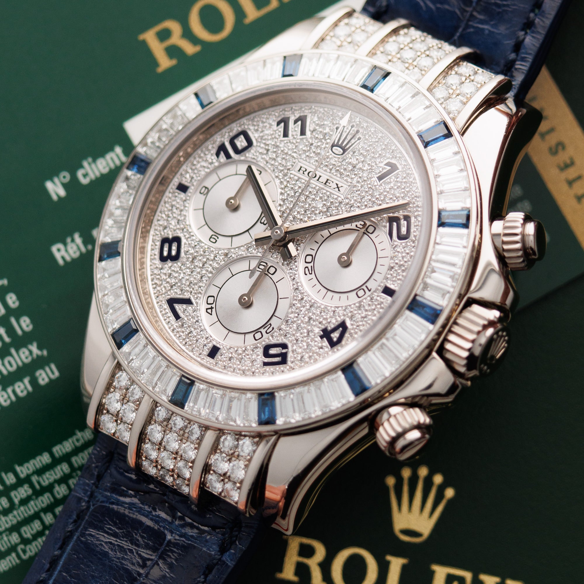 Rolex White Gold Daytona Ref. 116599 with Diamonds and Sapphires