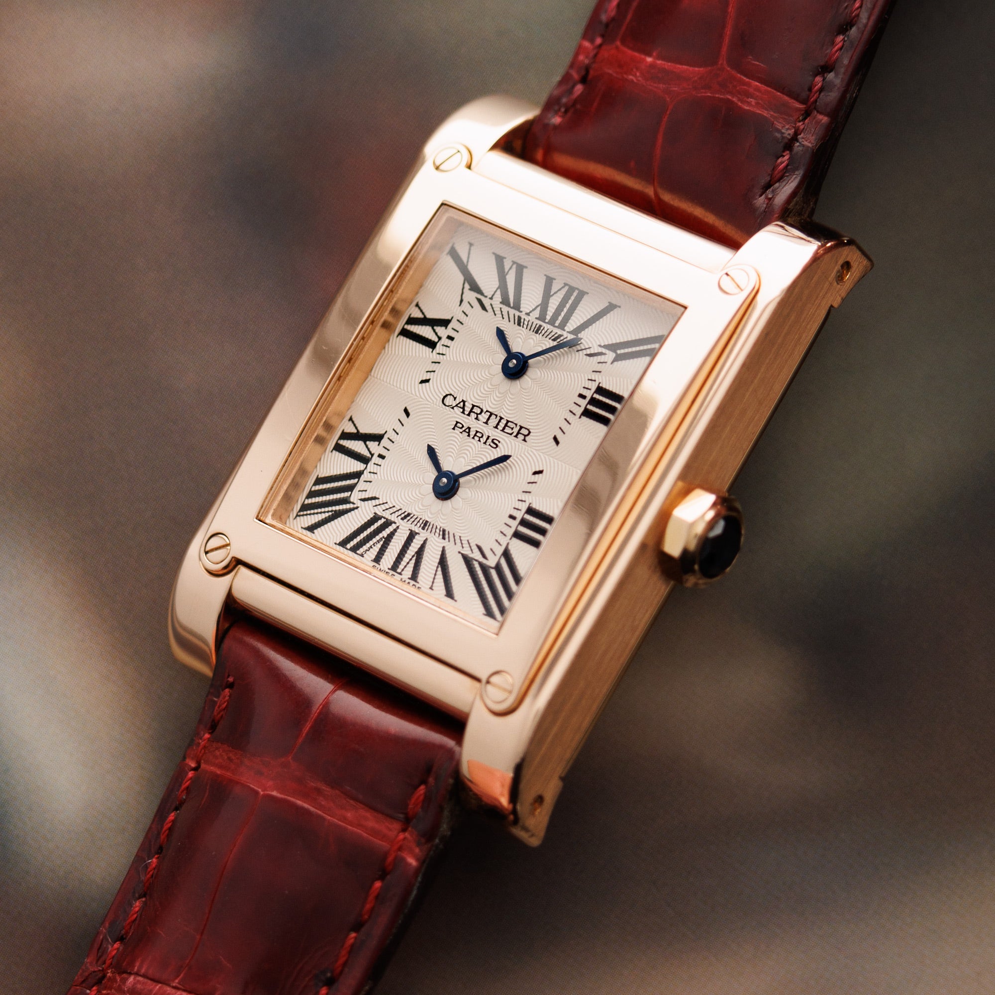 Cartier - Cartier Rose Gold Tank a Vis Dual Time Ref. 2594 - The Keystone Watches
